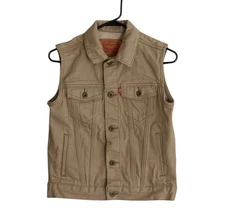 Levi's Denim Vest Youth Medium (10-12 years) Tan Sleeveless Trucker