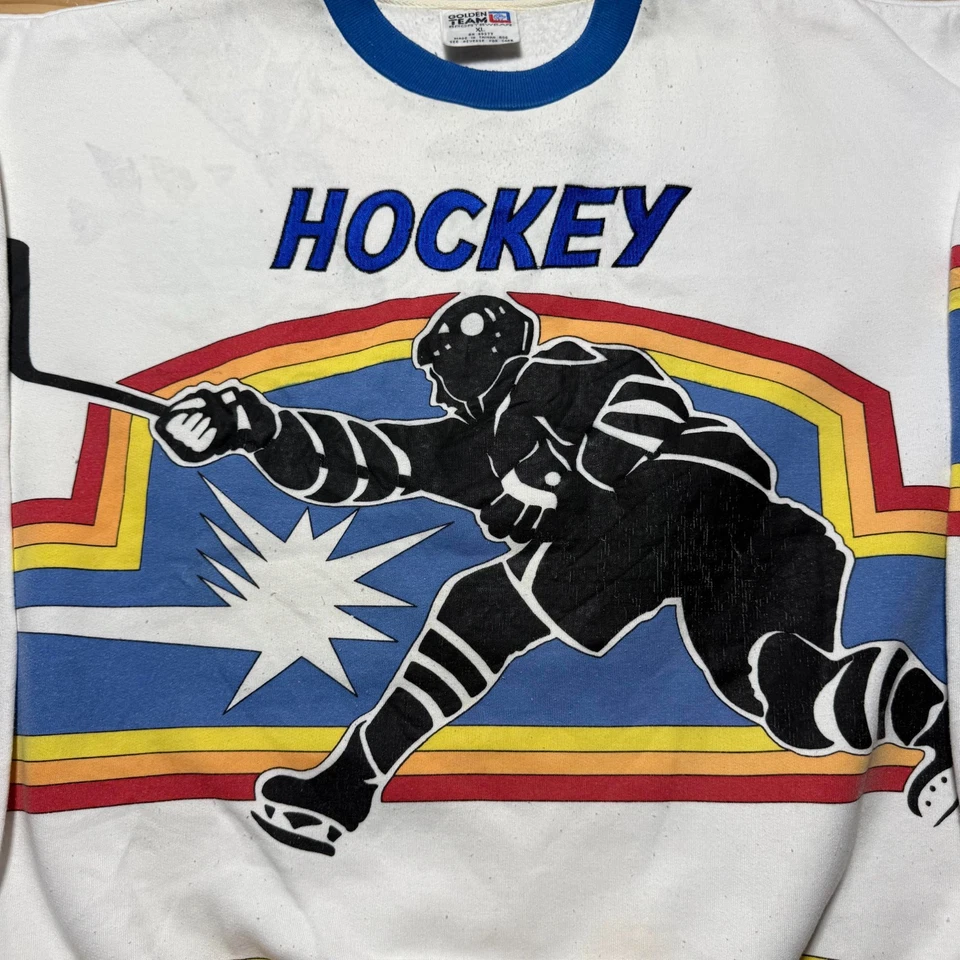 Винтажный 90-х хоккей чемпионата мира НХЛ графический Crewneck пуловер толстовка - размер XL - Изображение 3 из 4