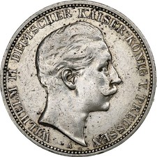 [#1212193] German States, PRUSSIA, Wilhelm II, 3 Mark, 1911, Berlin, Silver, AU(