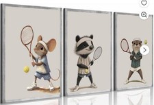 3Pcs Black Frame Nursery Animals Mouse Tennis BLACK Frames...