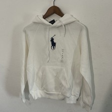 POLO RALPH LAUREN BIG PONY FLEECE HOODIE WHITE X Small