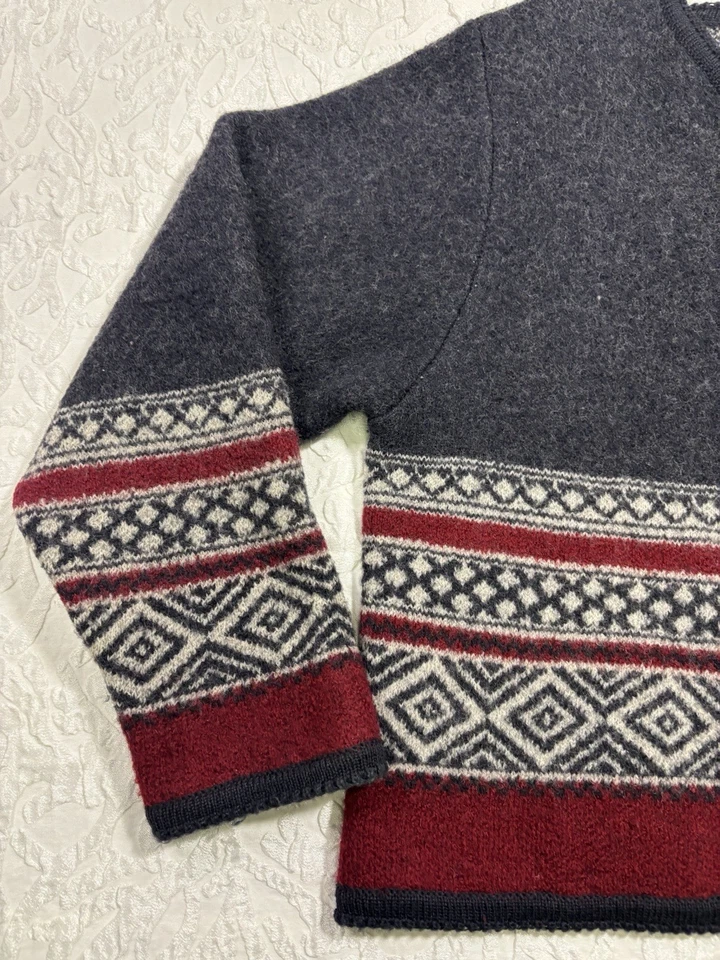 TALLY HO Women’s Size PL Vintage Fair Isle Pattern Wool Button Front Cardigan - Image 4 of 4