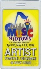 Kid Rock BLACK CROWES 1999 Laminated Backstage Pass Music Midtown Atlanta