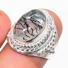 Rutilated Quartz Gemstone Handmade 925 Sterling Silver All Size Ring For Gift