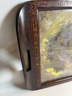 Vintage MCM Brazilian Morpho Butterfly Wing Mosaic Inlay Wood Serving Tray  — photo 4