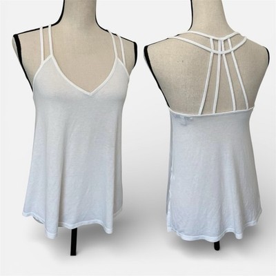 Express White Strappy Back Cami Tank Top Flowy V Neck XS | eBay