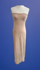 Vintage Beige Strapless Lace Trim Long Maxi Slip Dress Size 34