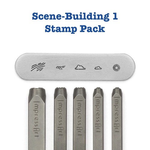 Scene-Building 1 Signature Stamp Pack Set of 5, ImpressArt, Metal Stamping Tool