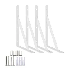 (XPP)  White Heavy Duty Triangle Shelf Brackets, Wall Mounted, 1 Pack Set of 4