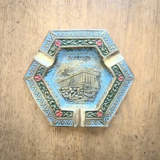 VINTAGE Bronze Greek Parthenon Ashtray Tobacciana Collectors Dish 5 Colored