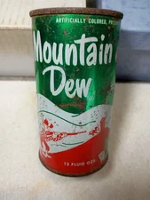 Mountain dew soda can  tickle your  innards 1960's juice top can soda
