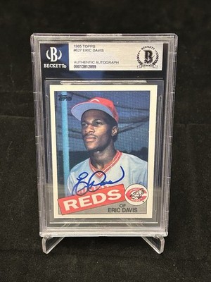 1985 Topps ERIC DAVIS ROOKIE SIGNED AUTO BAS Beckett Cincinnati Reds RC