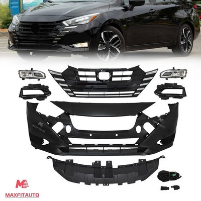 For Nissan Versa 2023-2025 Front Bumper Cover Kit W/Grille/Radiator/Fog Lights