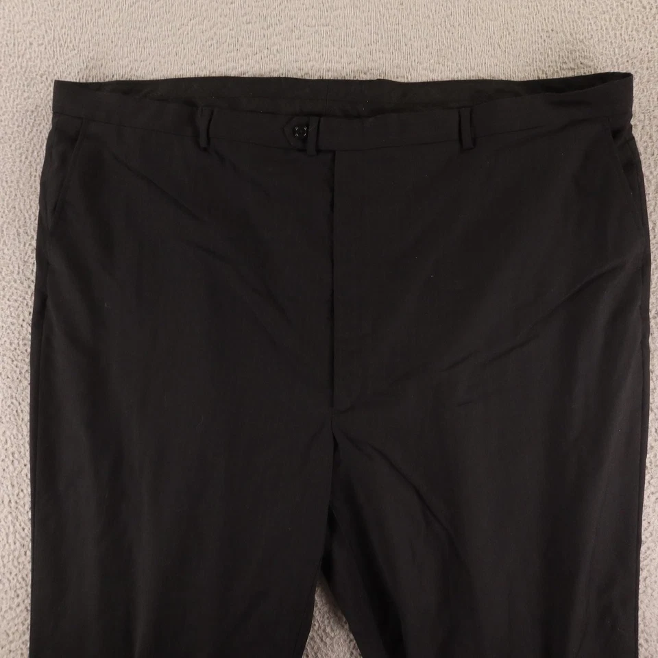 Wool Blend Dress Pants Mens 54x29 Black Flat Front Lined Classic Formal Trousers - Image 2 of 4