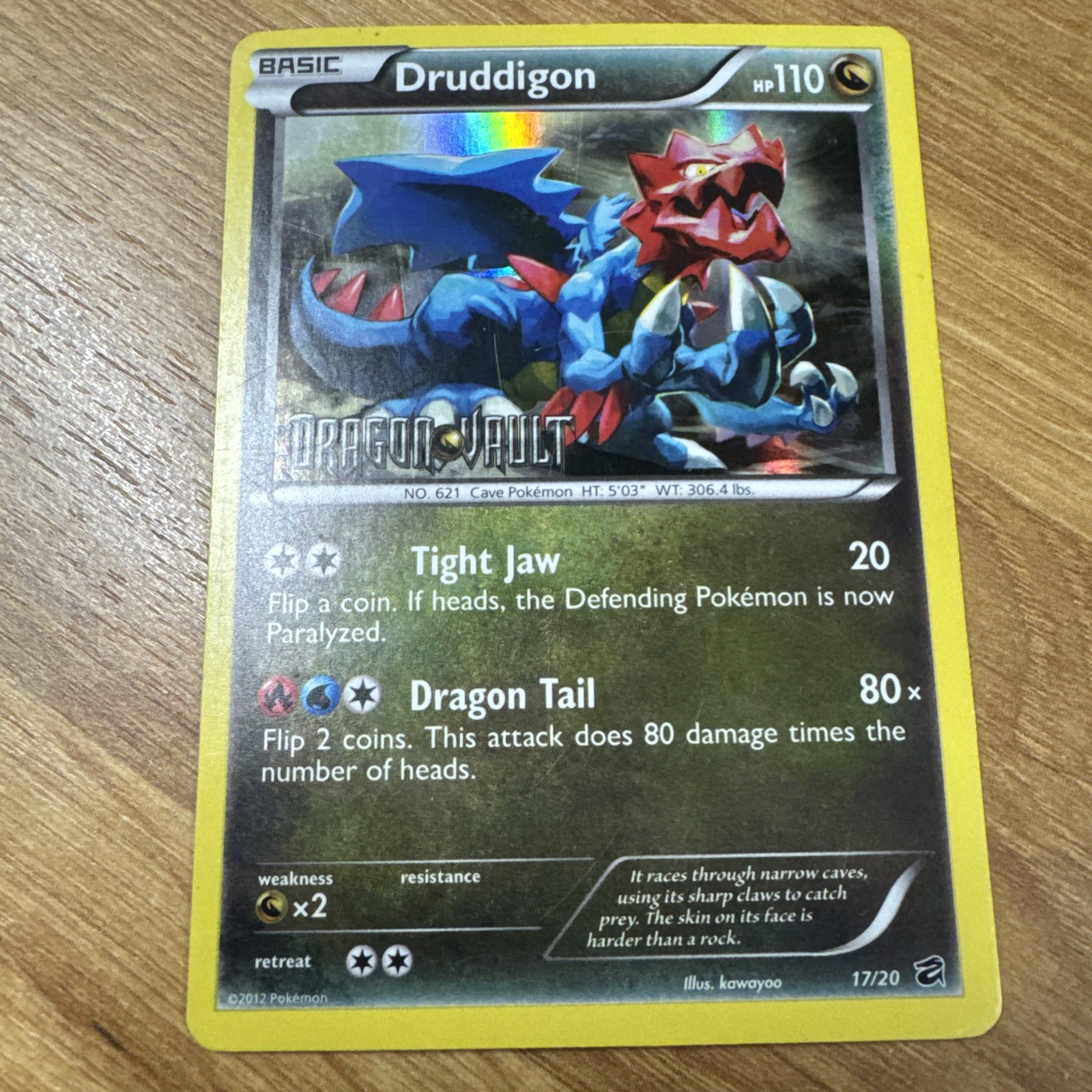 Pokemon TCG Druddigon 17/20 Dragon Vault Holo Rare English 2012 Stamped