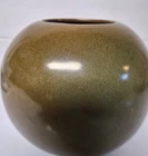 Frankoma Pottery #55 Sphere Vase •  5" Ball  • Glossy Brown‑Green