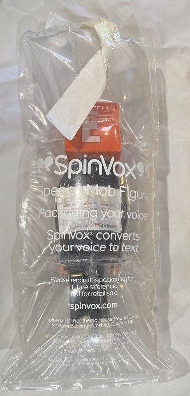 NEW SpinVox Voice to Text Start Ups Speech Mob Figure Promotional Item RARE