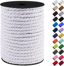 Cotton Macrame Cord 8Mm X 131Ft, Thick 3 Strand Twisted Macrame Rope Yarn, Cotto