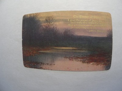 Vintage Scenic Prayer of Plato Postcard with Sunset Over Water
