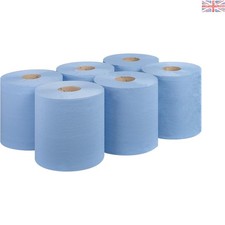 Pack of 6 Embossed 2 Ply Blue Paper Roll Towels - Eco-Friendly Cleaning Solution