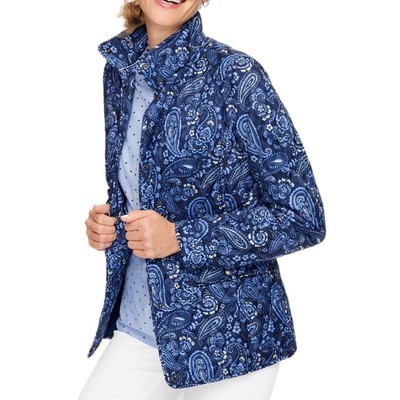 Talbots Women s  Blue Paisley Quilted Lightweight Jacket Size Small