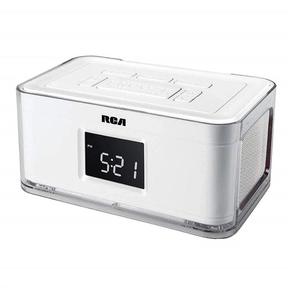 RCA RCR 8622 Dual Alarm Clock AM FM Radio w 4 Multi color Wraps /phone USB Charger photo RCA RCR 8622 Dual Alarm Clock AM FM Radio w 4 Multi color Wraps /phone USB Charger featured image