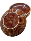 Vtg  MCM Hull Pottery Brown Drip 10 1/2" Plates Set of 4 Oven Proof USA Nice