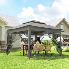Image of 3 x 3(m) Garden Metal Gazebo Party Canopy Tent Shelter w/ Net Curtain
