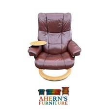 Brown Leather Ekornes Stressless Chair (MAYFAIR) + Table FREE DELIVERY