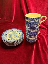 Vintage Ironstone Broadhurst English Scene cups and saucers, c. 1950s-1970s
