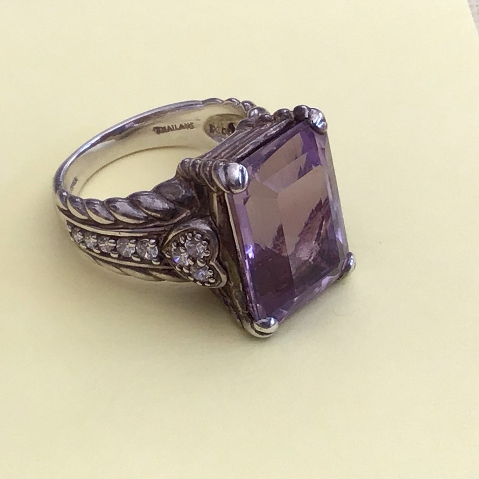 Judith Ripka Sterling Silver Rose de France Amethyst ring size 7 Rare ...