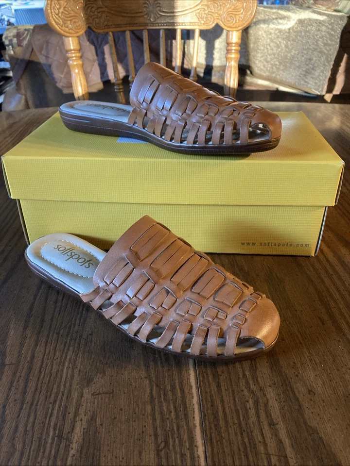 Softspot Atlantis Natural/Tan Slip On Mules Feminino Tamanho 9.5 NOVO COM Caixa Ss0000645 - Imagem 2 de 4