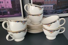 6 WEDGWOOD OSBORNE LEIGH TEA CUPS & SAUCERS