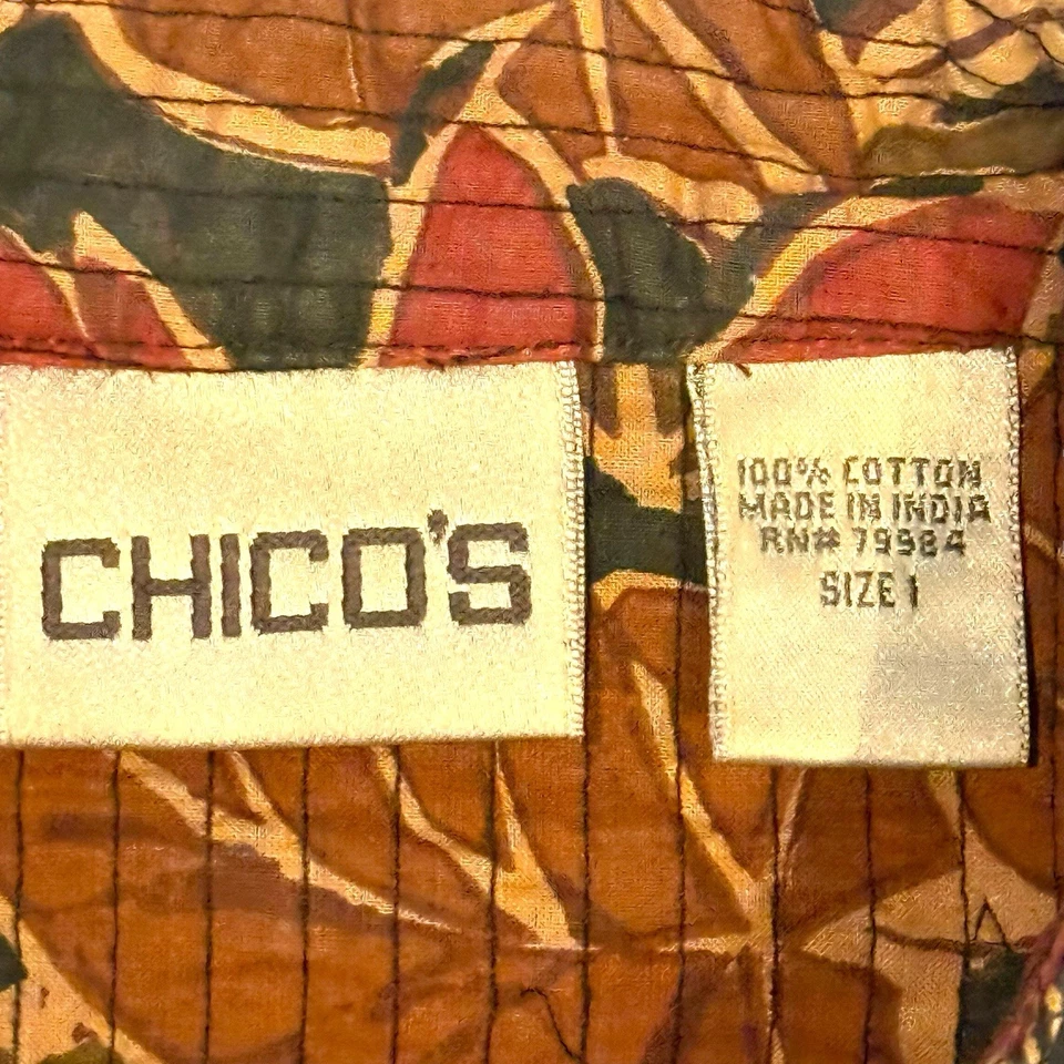 CHICO’S 绗缝夹克黑色花卉金色红色亮片装饰尺寸 1 S/M 亚洲 — 第 4/4 张图片