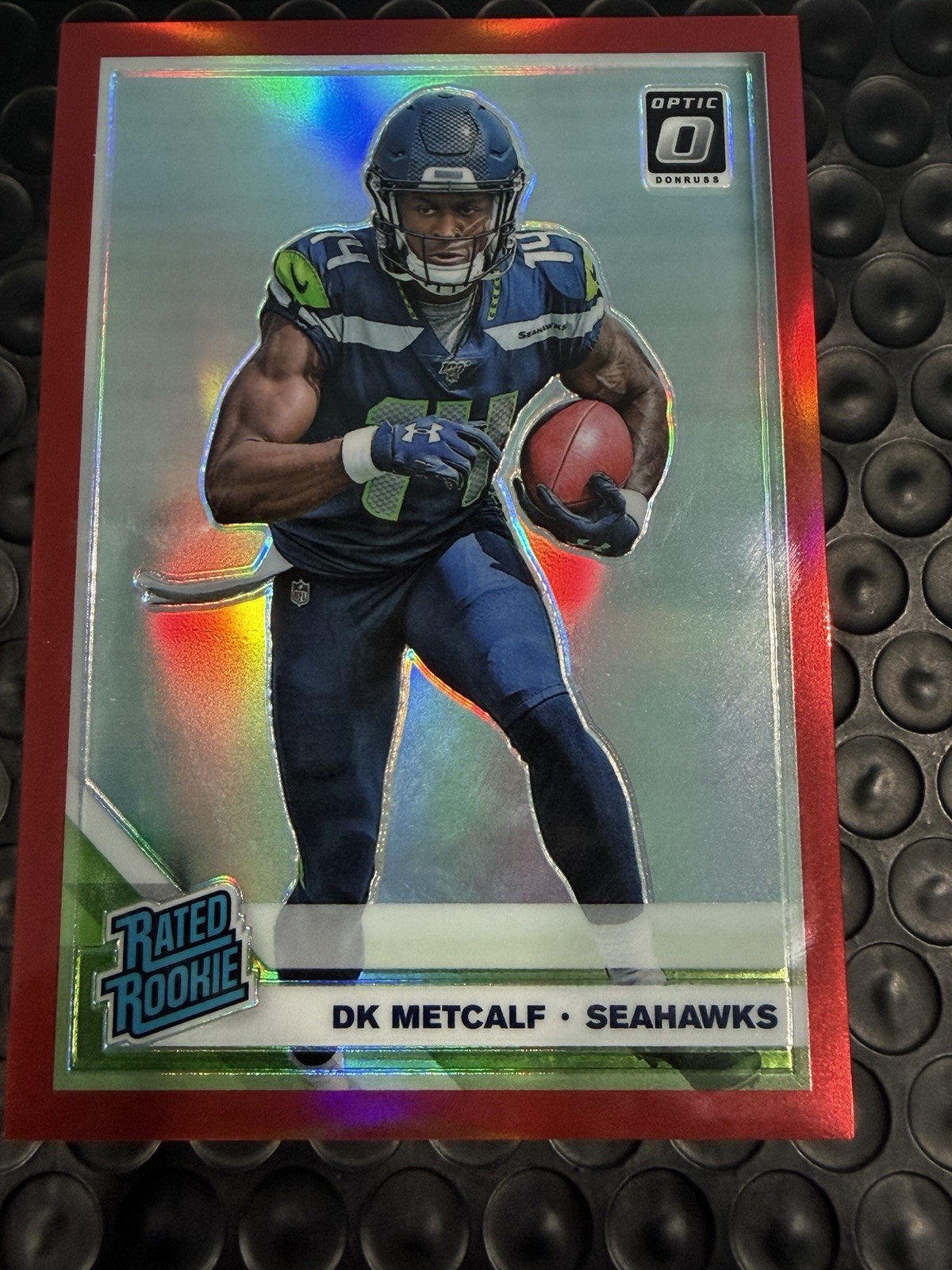2019 Panini Donruss Optic DK Metcalf Rated Rookie Holo Red Prizm /99 RC