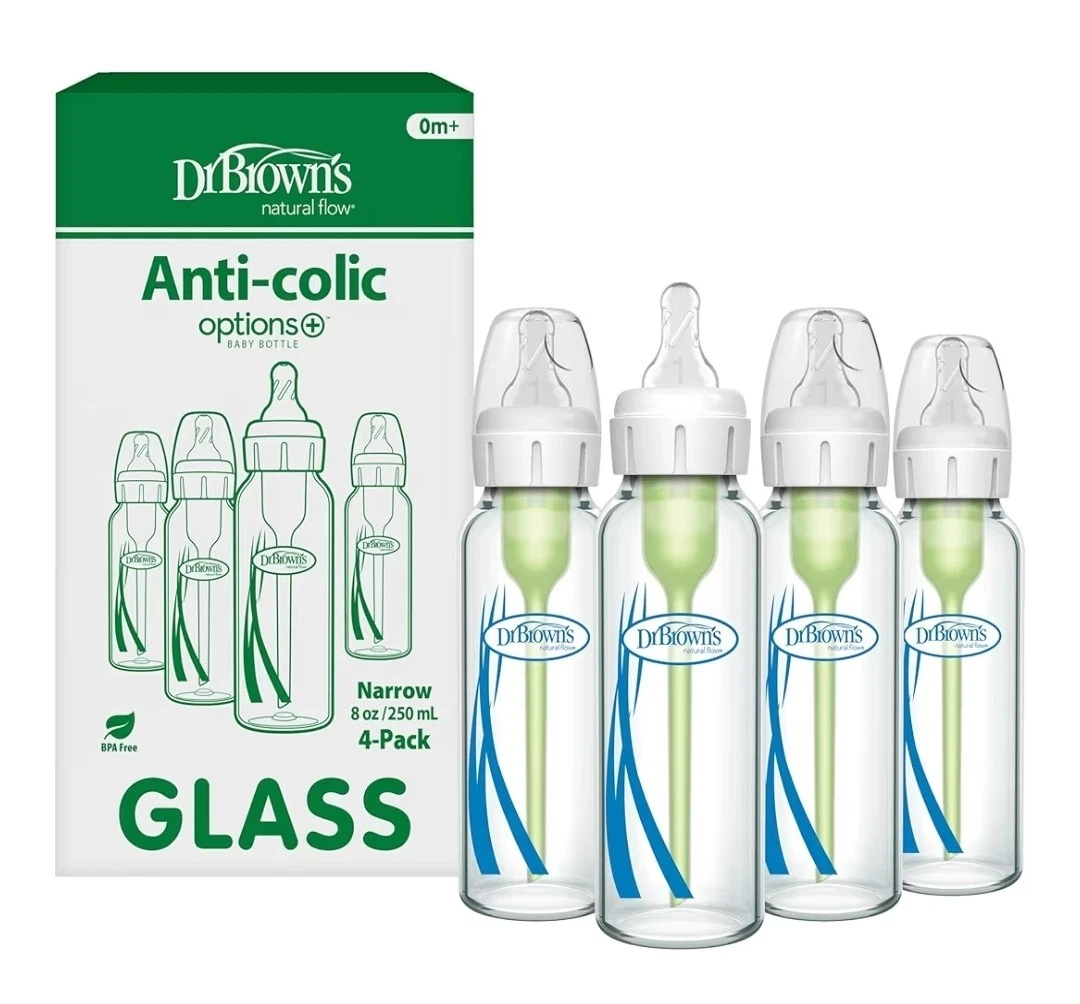 Dr. Brown’s Glass Baby Bottles (set of 4) 8oz - 0+