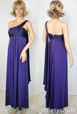 David Bridal Lapis Purple One Shoulder Drape Goddess Bridesmaid Prom Dress 13185