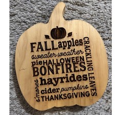 Wooden Pumpkin Fall Harvest Sign Decor Thanksgiving Halloween Autumn Home Accent