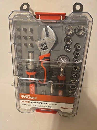 38 Piece Hyper Tough Stubby Tool Set And Case - NEW 