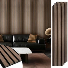 Acoustic Wood Slat Panels 4 Pack 106" X 12.6", Soundproof Wooden Wall Panels, 3D