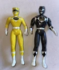 2 Vintage Power Ranger Black Yellow Action Figures Vintage Mighty Morphin 90s