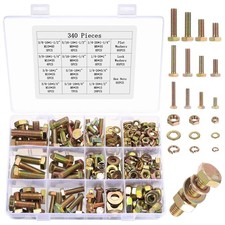 Image of 340 Piece Hex Bolts Nuts Set M6 M8 M10 Zinc Steel Assorted Fasteners Kit