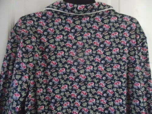 KAREN NEUBURGER FLANNEL PAJAMAS DITSY NAVY FLORAL TOP LONG SLEEVES LONG PANTS M - Picture 12 of 12
