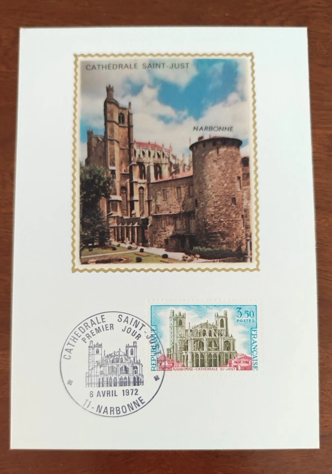 CATHEDRALE Saint Just, Narbonne, CARTE FDC SOIE 1er jour 1972 - Photo 1/1