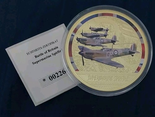 World War 2 Battle Of Britain Giant 70mm Gold Plated Coin + COA - 第 1/5 張圖片