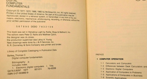 Digital Computer Fundamentals Thomas C. Bartee Hardback 4th Edition McGraw Hill - 第 4/7 張圖片