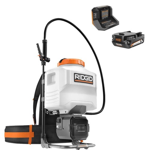 RIDGID Backpack Chemical Sprayer Kit 4 Gal. 18V Li-Ion w/ 2Ah Battery + Charger