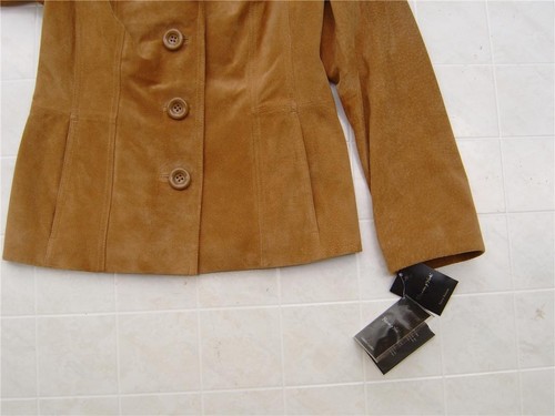 Preston York Womens Genuine Leather Suede Jacket Coat XS Pocket Camel Brown New - Picture 6 of 10