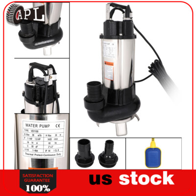 110V 1.5HP Sump Pump Industrial Sewage Cutter Grinder Cast iron Submersible New