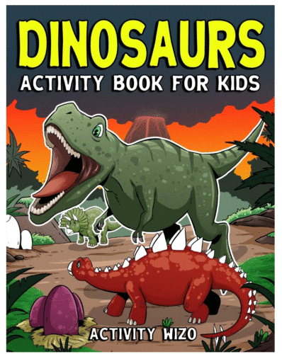 Dinosaurs Activity Book For Kids: Coloring, Dot to Dot, Mazes... - Foto 1 di 1